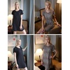 image:imageEkouaer 2 Pack Womens Nightgown Short Sleeve Nightshirts Comfy Soft Pajama Sleep DressBlack  Leopard