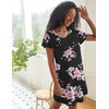 image:imageEkouaer 2 Pack Womens Nightgown Short Sleeve Nightshirts Comfy Soft Pajama Sleep DressBlack Flowerpink Flower