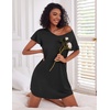 image:imageEkouaer 2 Pack Womens Nightgown Short Sleeve Nightshirts Comfy Soft Pajama Sleep DressBlackwine Red