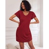 image:imageEkouaer 2 Pack Womens Nightgown Short Sleeve Nightshirts Comfy Soft Pajama Sleep DressBlackwine Red