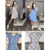 image:imageEkouaer 2 Pack Womens Nightgown Short Sleeve Nightshirts Comfy Soft Pajama Sleep DressBluewhite Floral Print