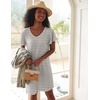 image:imageEkouaer 2 Pack Womens Nightgown Short Sleeve Nightshirts Comfy Soft Pajama Sleep DressButterfly  Stripe