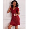image:imageEkouaer 2 Pack Womens Nightgown Short Sleeve Nightshirts Comfy Soft Pajama Sleep DressCat Print  Wine Red