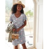 image:imageEkouaer 2 Pack Womens Nightgown Short Sleeve Nightshirts Comfy Soft Pajama Sleep DressCoffee  Star Print