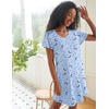 image:imageEkouaer 2 Pack Womens Nightgown Short Sleeve Nightshirts Comfy Soft Pajama Sleep DressFlowerblue Star