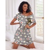image:imageEkouaer 2 Pack Womens Nightgown Short Sleeve Nightshirts Comfy Soft Pajama Sleep DressGrey Flower  Brown