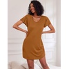 image:imageEkouaer 2 Pack Womens Nightgown Short Sleeve Nightshirts Comfy Soft Pajama Sleep DressGrey Flower  Brown
