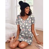 image:imageEkouaer 2 Pack Womens Nightgown Short Sleeve Nightshirts Comfy Soft Pajama Sleep DressGrey Flower  Brown