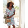 image:imageEkouaer 2 Pack Womens Nightgown Short Sleeve Nightshirts Comfy Soft Pajama Sleep DressGreyrose Print