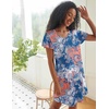 image:imageEkouaer 2 Pack Womens Nightgown Short Sleeve Nightshirts Comfy Soft Pajama Sleep DressLeopardflower