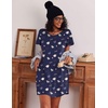 image:imageEkouaer 2 Pack Womens Nightgown Short Sleeve Nightshirts Comfy Soft Pajama Sleep DressNavy Teddy Bearteddy Bear Dessert