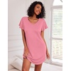 image:imageEkouaer 2 Pack Womens Nightgown Short Sleeve Nightshirts Comfy Soft Pajama Sleep DressPink  Green
