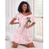 image:imageEkouaer 2 Pack Womens Nightgown Short Sleeve Nightshirts Comfy Soft Pajama Sleep DressStarbutterfly Print