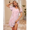 image:imageEkouaer 2 Pack Womens Nightgown Short Sleeve Nightshirts Comfy Soft Pajama Sleep DressStarbutterfly Print