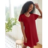 image:imageEkouaer 2 Pack Womens Nightgown Short Sleeve Nightshirts Comfy Soft Pajama Sleep DressWine Red  Floral