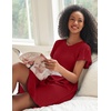 image:imageEkouaer 2 Pack Womens Nightgown Short Sleeve Nightshirts Comfy Soft Pajama Sleep DressWine Red  Floral