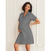 image:imageEkouaer Nightgowns for Women Button Down Night Gowns Short Sleeve Sleep Shirts V Neck Night Shirts Soft SleepwearGrey