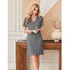 image:imageEkouaer Nightgowns for Women Button Down Night Gowns Short Sleeve Sleep Shirts V Neck Night Shirts Soft SleepwearGrey