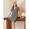 image:imageEkouaer Nightgowns for Women Button Down Night Gowns Short Sleeve Sleep Shirts V Neck Night Shirts Soft SleepwearGrey