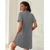 image:imageEkouaer Nightgowns for Women Button Down Night Gowns Short Sleeve Sleep Shirts V Neck Night Shirts Soft SleepwearGrey