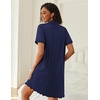 image:imageEkouaer Nightgowns for Women Button Down Night Gowns Short Sleeve Sleep Shirts V Neck Night Shirts Soft SleepwearNavy Blue