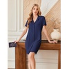 image:imageEkouaer Nightgowns for Women Button Down Night Gowns Short Sleeve Sleep Shirts V Neck Night Shirts Soft SleepwearNavy Blue