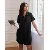 image:imageEkouaer Nightgowns for Women Button Down V Neck Sleepshirt Short Sleeve Nursing Dress SXXLBlack