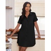 image:imageEkouaer Nightgowns for Women Button Down V Neck Sleepshirt Short Sleeve Nursing Dress SXXLBlack