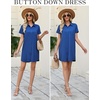 image:imageEkouaer Nightgowns for Women Button Down V Neck Sleepshirt Short Sleeve Nursing Dress SXXLBlue