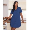 image:imageEkouaer Nightgowns for Women Button Down V Neck Sleepshirt Short Sleeve Nursing Dress SXXLBlue