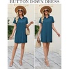 image:imageEkouaer Nightgowns for Women Button Down V Neck Sleepshirt Short Sleeve Nursing Dress SXXLBlue Green