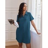 image:imageEkouaer Nightgowns for Women Button Down V Neck Sleepshirt Short Sleeve Nursing Dress SXXLBlue Green