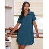 image:imageEkouaer Nightgowns for Women Button Down V Neck Sleepshirt Short Sleeve Nursing Dress SXXLBlue Green