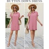 image:imageEkouaer Nightgowns for Women Button Down V Neck Sleepshirt Short Sleeve Nursing Dress SXXLDark Pink