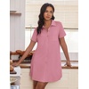 image:imageEkouaer Nightgowns for Women Button Down V Neck Sleepshirt Short Sleeve Nursing Dress SXXLDark Pink
