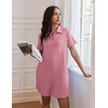 image:imageEkouaer Nightgowns for Women Button Down V Neck Sleepshirt Short Sleeve Nursing Dress SXXLDark Pink