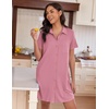 image:imageEkouaer Nightgowns for Women Button Down V Neck Sleepshirt Short Sleeve Nursing Dress SXXLDark Pink