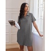image:imageEkouaer Nightgowns for Women Button Down V Neck Sleepshirt Short Sleeve Nursing Dress SXXLGrey