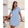 image:imageEkouaer Nightgowns for Women Button Down V Neck Sleepshirt Short Sleeve Nursing Dress SXXLLight Blue