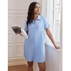 image:imageEkouaer Nightgowns for Women Button Down V Neck Sleepshirt Short Sleeve Nursing Dress SXXLLight Blue