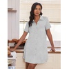 image:imageEkouaer Nightgowns for Women Button Down V Neck Sleepshirt Short Sleeve Nursing Dress SXXLLight Grey