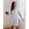 image:imageEkouaer Nightgowns for Women Button Down V Neck Sleepshirt Short Sleeve Nursing Dress SXXLLight Grey