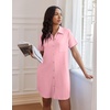 image:imageEkouaer Nightgowns for Women Button Down V Neck Sleepshirt Short Sleeve Nursing Dress SXXLLight Pink