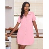 image:imageEkouaer Nightgowns for Women Button Down V Neck Sleepshirt Short Sleeve Nursing Dress SXXLLight Pink