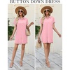 image:imageEkouaer Nightgowns for Women Button Down V Neck Sleepshirt Short Sleeve Nursing Dress SXXLLight Pink