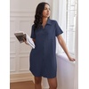 image:imageEkouaer Nightgowns for Women Button Down V Neck Sleepshirt Short Sleeve Nursing Dress SXXLNavy Blue