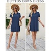 image:imageEkouaer Nightgowns for Women Button Down V Neck Sleepshirt Short Sleeve Nursing Dress SXXLNavy Blue