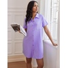 image:imageEkouaer Nightgowns for Women Button Down V Neck Sleepshirt Short Sleeve Nursing Dress SXXLPurple