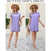 image:imageEkouaer Nightgowns for Women Button Down V Neck Sleepshirt Short Sleeve Nursing Dress SXXLPurple