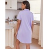 image:imageEkouaer Nightgowns for Women Button Down V Neck Sleepshirt Short Sleeve Nursing Dress SXXLPurple